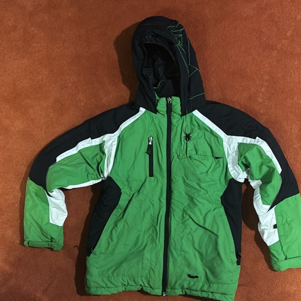 Spyder Black and Green winter sports insulated jacket